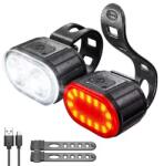  Kerékpárlámpa Készlet USB Tölthető Első-Hátsó