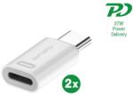 4smarts Преходници 4Smarts 540711, от USB-C(м)(PD) към Lightning(ж), 27W, бели, 2бр (4SMARTS-540711)