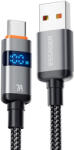 Essager ES-X61 - 1 méter, Type-A - Type-C, USB kábel. Digitális kijelző, 100W töltés, gyöngyvászon borítás