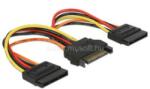 Delock SATA tápkábel 15 tus csatlakozódugóval > 2 x hálózati SATA 15 tus csatlakozóhüvellyel, 15 cm (DL60143) (DL60143)
