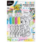 Derform Ólomüveg dekoratív matrica készlet markerekkel, Derform, Misie Kidea, 4 szín, 18x26 cm (WIPMKA)