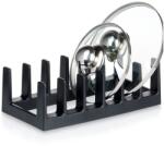 Artemis tányér- és fedőtartó, 28x15x9cm, 6 rekeszes, strapabíró műanyag, fekete (VD-229084)