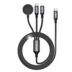 Awei töltőkábel 3in1 (Type-C - lightning/Type-C, Apple Watch töltő, 100W, wireless, gyorstöltő, 120cm) FEKETE (W23_B)
