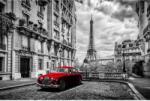 Media Öntapadó és mosható falfestmény Piros autó, Eiffel-torony, retro, 350 x 250 cm (FOTOTAP8142)