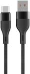 Maxlife Type-C gyorstöltő adatkábel, nylon fonott, 3A, 1M, fekete, Maxlife MXUC-07