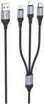 hoco. X102 töltőkábel 3in1 USB - Type-C/lightning/microUSB, cipőfűző, FEKETE (X102_B)