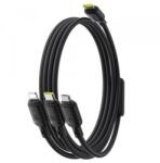 Baseus Cablu Incarcare USB-C - Lightning / microUSB / USB-C Baseus Silky 3in1 P10376303121-01, 100W, 1.5m, Negru