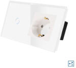 Luxion Intrerupator Simplu Cap Scara / Cruce + Priza cu Rama din Sticla LUXION Serie A Alb (LX-MT-A102/MP010-W)