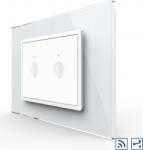 LIVOLO Intrerupator dublu cap scara-cap cruce Livolo wireless cu touch rama din sticla Alb (vl-fc2sr-3wp-11)