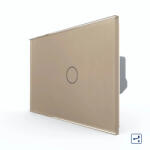 LIVOLO Intrerupator Simplu Cap Scara / Cruce cu Touch LIVOLO din Sticla Standard Italian Auriu (VL-FC1S-2G-3A)