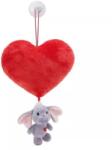 NICI Green: Inimă de pluș cu elefant gri - 27 cm, cu ventuză (61502)
