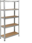 Dedra N1405 Fém raktári polc/tároló állvány, 5 polccal, EZÜST, 154x75x30cm (N1405)