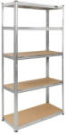 Dedra N1410 Fém raktári polc/tároló állvány, 5 polccal, EZÜST, 180x90x40cm (N1410)