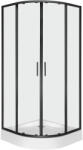 Kerra Solid RS 80 fekete íves duplaajtós zuhanykabin zuhanytálcával (SOLID-RS-80-BL-ALAN) - leziter