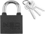 NEO TOOLS Lakat 50mm, festett öntvény-acél, időjárásálló, 3 kulccsal (85-058)