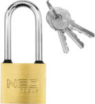 NEO TOOLS Lakat 40mm hosszúkengyeles, réz-acél, időjárásálló, 3 kulccsal (85-054)