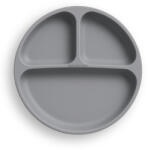Bocioland 3 rekeszes szilikon tányér tapadókorongokkal - sötétszürke