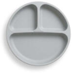 Bocioland 3 rekeszes szilikon tányér tapadókorongokkal - világosszürke