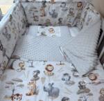  3 részes pamut/minky baba ágynemű szett - Szürke szafari