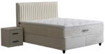 ABC Bedding Softium Arden kárpitozott ágyneműtartós ágy matraccal (ágykeret+matrac) törtfehér színben 160x200