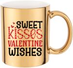 Funandstyle Bögre Arany Metál Sweet Kisses Valentine Vicces Minta Ajándék