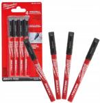 Milwaukee Építőipari Vékony Filctoll Fekete Vékony Mosható Inkzall 4db (48223164)