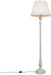 QAZQA Rusztikus állólámpa szürke fehér redős árnyékolóval - Classico (95295)