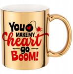 Funandstyle Metál Bögre Csillogó Arany You Make My Heart Go Boom 300ml Többféle
