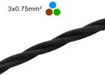 Trama Italien textil cabels Fekete Fonott Textil Kábel - 3×0, 75 mm2 | TRAMA