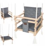 Tuluszka Hinta egyéves babának 3az1ben matraccal grafitszürke (Kubełkowa Do Pokoju Ogrodu Drewniana Velvet)