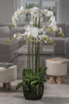 AdTrend Orhidee artificiala alba verde in ghiveci 66 flori 28 x 110 cm (57717)