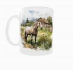  Bögre 300ml Lovak akvarellek Ló Horse falu v1 (345terte)