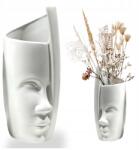 EstiloHome Fehér Dekorációs Váza Pampas Fűre, Ágakra Tekercselt Arc 31cm (ESH024 White Flakon Wazon Rzeźba Ozdobna)