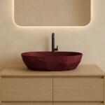 Foglia Lavoar pe blat din compozit burgundy mat 56 cm, oval, 3D, Foglia Armonia Slim (664700061078)