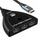 PAWONIK Hdmi Switch 2.1 3x1 Kapcsoló 3 Portos Hdcp Elosztó 2.3 4K 120HZ 8K (JL-8K0301P)
