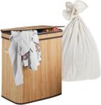 Relaxdays Coș de rufe din bambus cu 2 compartimente (10141715)