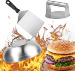 Relaxdays Set burger Smash, 3 piese, oțel inoxidabil (10137562) Cos de gunoi