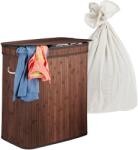 Relaxdays Coș de rufe din bambus cu 3 compartimente (10141687)