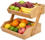 Relaxdays Suport pentru fructe din bambus, cu 2 niveluri (10137465)