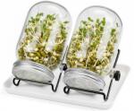 Relaxdays Set de 2 borcane pentru germinare, suport și tavă (10137652)