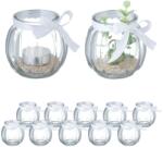 Relaxdays Suporturi transparente pentru lumânări tip pastilă Relaxdays, set de 12 (10091148) Pahar