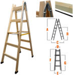 Wtools Létra fa 5 fokos festő profi Wtools (2283002)