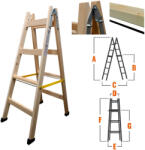 Wtools Létra fa 4 fokos festő profi Wtools (2283001)