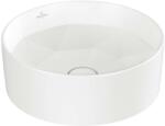 Villeroy & Boch Octagon - Pultra helyezhető mosdó, átmérő 42 cm, túlfolyó nélkül, csapfurat nélkül, CeramicPlus, Stone White 5A5640RW (5A5640RW)