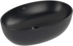Villeroy & Boch Artis - Pultra helyezhető mosdó 48x33 cm, túlfolyó nélkül, csapfurat nélkül, CeramicPlus, Pure Black 438848R7 (438848R7)