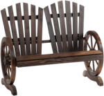 Outsunny Bancă de Grădină din Lemn Stil Rustic cu Cotiere în Formă de Roată, 108x66x95cm, Culoare Lemn