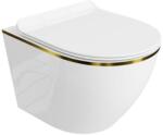 Laveo Lavita SOFI SLIM Gold Line fali wc Soft Close ülőkével, fehér arany dekorcsíkkal 5900378319054 (5900378319054)