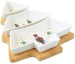 Easy Life Fenyőfa porcelántál szett 3 részes, bambusztálcán 25, 5 x 21 cm, dobozban, Nutcrackers (2180NUTC)