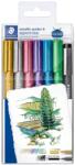STAEDTLER "8323" Dekormarker, 1-2 mm, kúpos, 6 különböző metál szín, ajándék fekete tusfilccel (TS8323SWP6P)