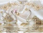 MÉDIA Tapéta, Hattyú, Arany virágok, 270 x 200 cm (FOTOTAP4037)